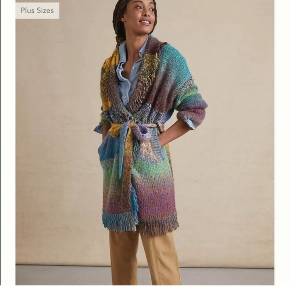 Anthropologie Greylin Multicolor Knit Cardigan with Belt